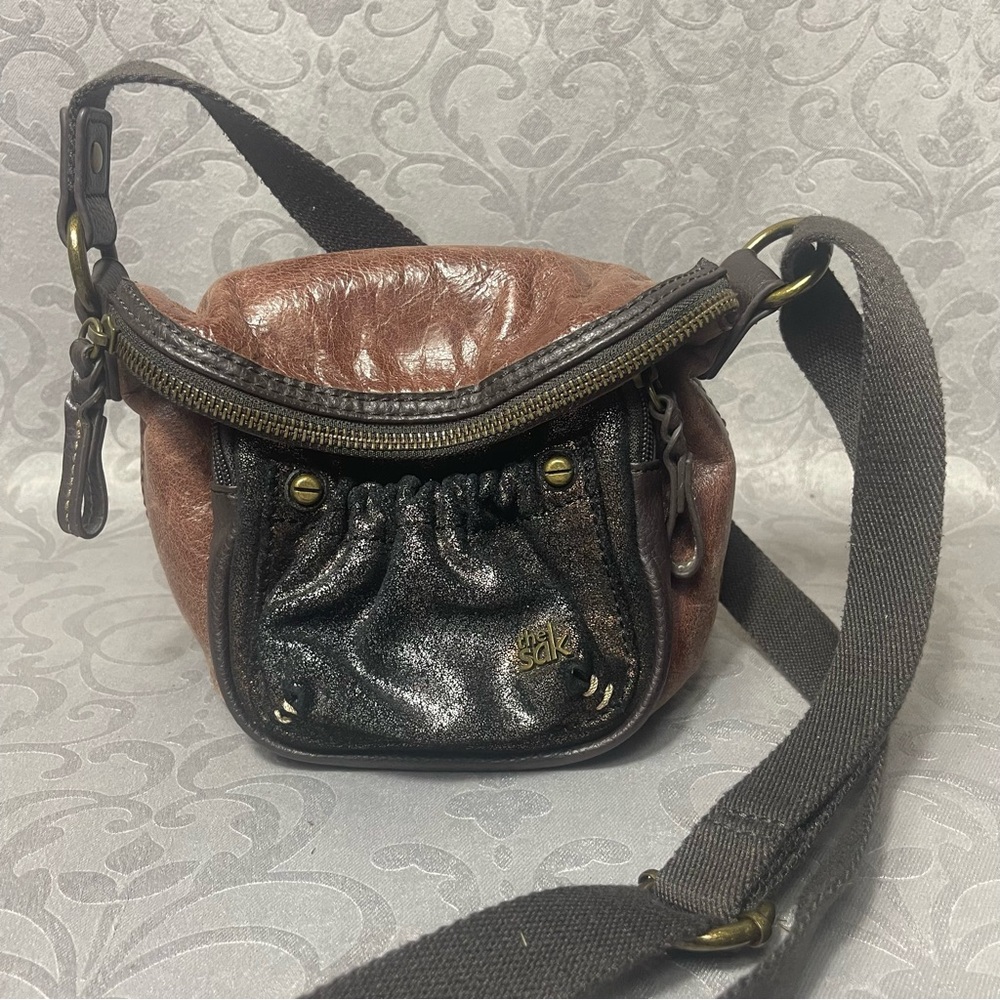 The Sak Brown and Black Leather Crossbody Bag